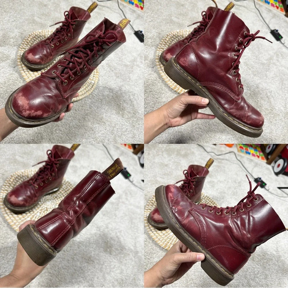 Dr. Martens Women’s Pascal Cherry Shiraz Buttero Leather 8-Eye Boots Size 6 - Picture 16 of 16